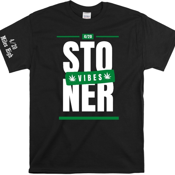 Stoner Vibes T Shirt 4/20 Shirt 4/20 Miles High Stoner Shirt Cotton T Shirt - Picture 2 of 2